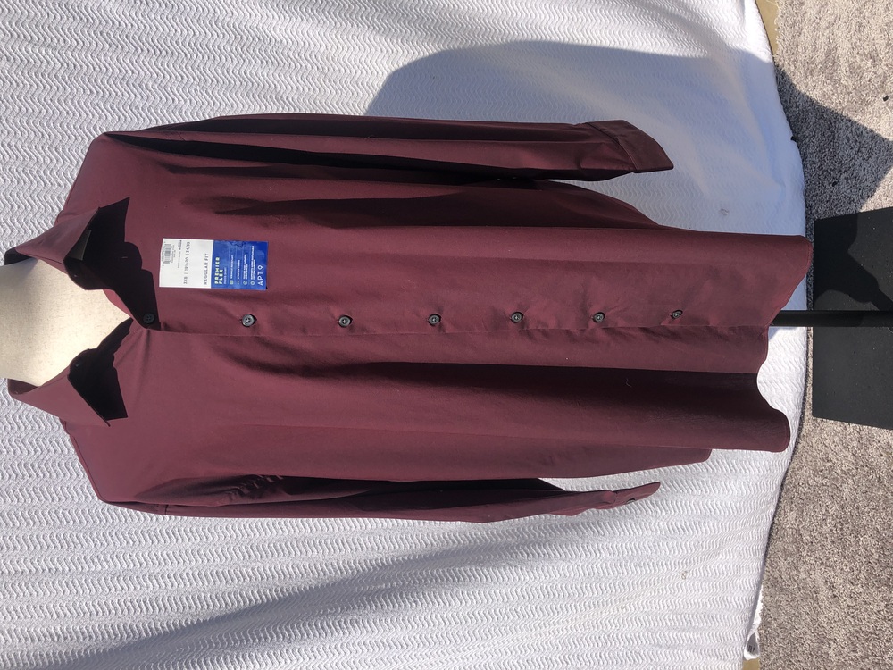 NWT KOHL Apt. 9 Shirt Men's Extra Large 19.5 - 20 Burgundy Premier Flex Reg Fit